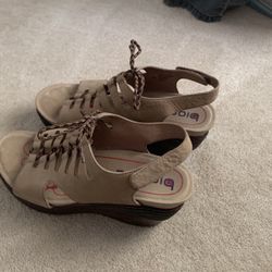 leather platform sandals size 8