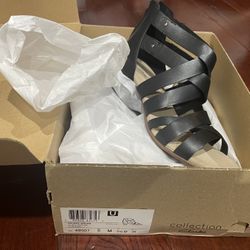 Clarks Collection Black Leather Sandals 