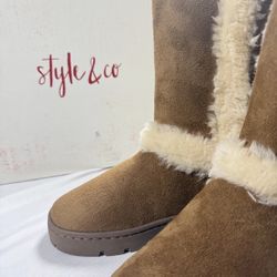 Style & Co Genuine Suede Boots – Chestnut Tan