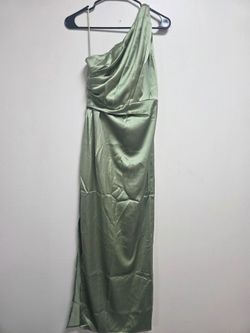 Sage Green Satin One-Shoulder Maxi Dress
