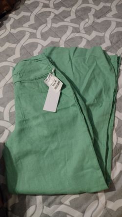 New sizeS linen green pants wide leg