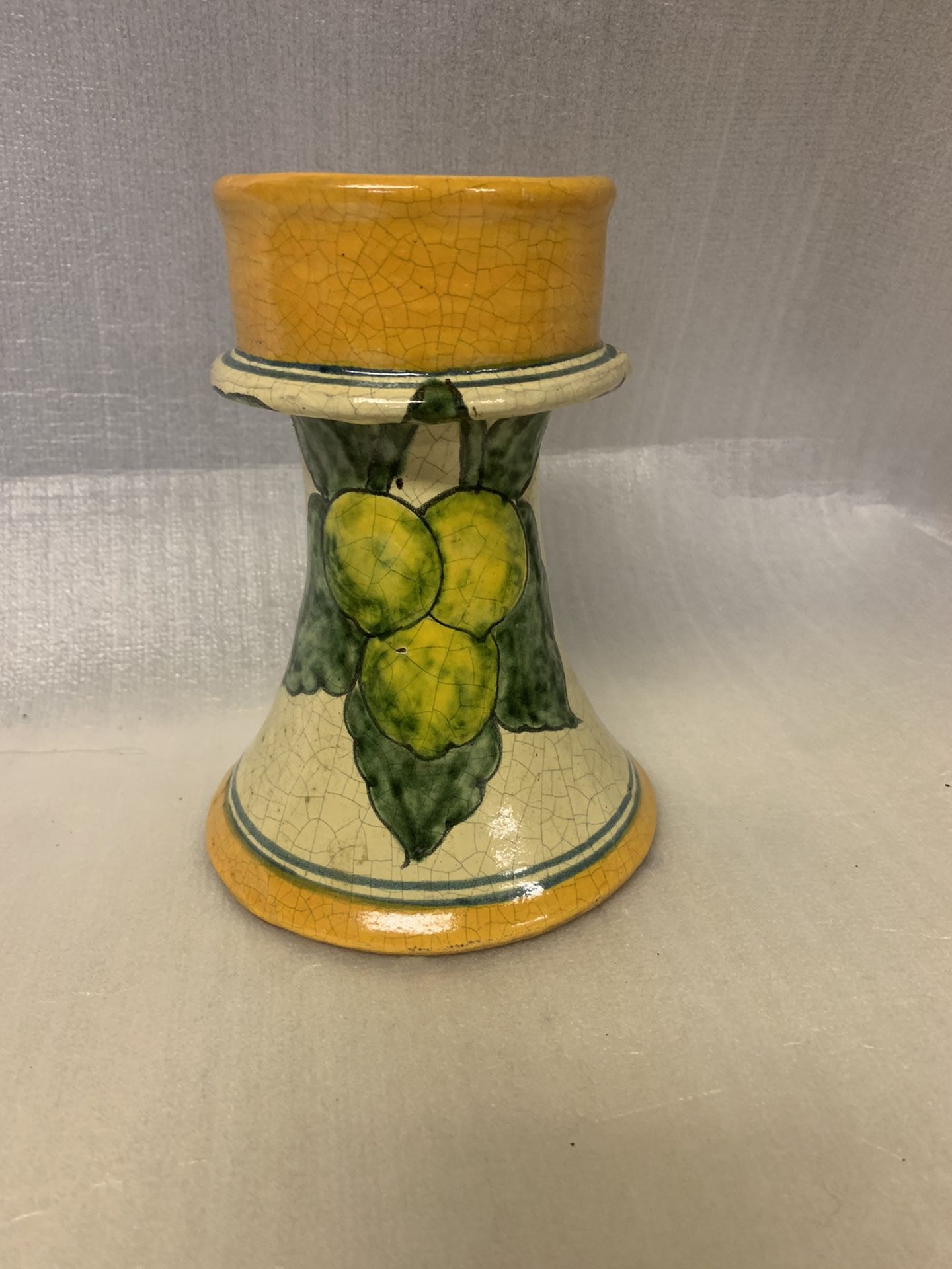 Vintage Hand painted Garden Harvest PEAR Candle Holder Casal" pottery H. Mexico