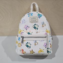 Loungefly Pokémon Pikachu Charmander Bulbasaur Squirtle White Print Backpack