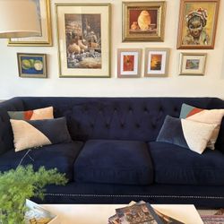 Blue Velvet Sofa MOVING SALE