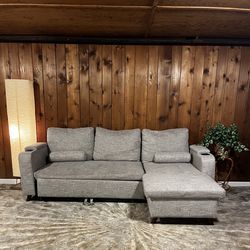 Aesthetic Light Grey Sectional Sleeper Couch