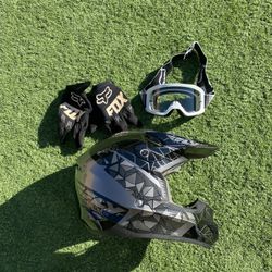 Motocross Helmet, Gloves, Goggles
