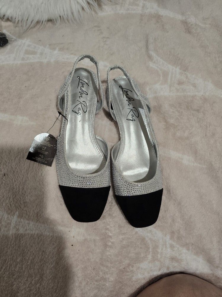 New Rerita Rhinestone-Studded Glitter Sandals size 8-8.5