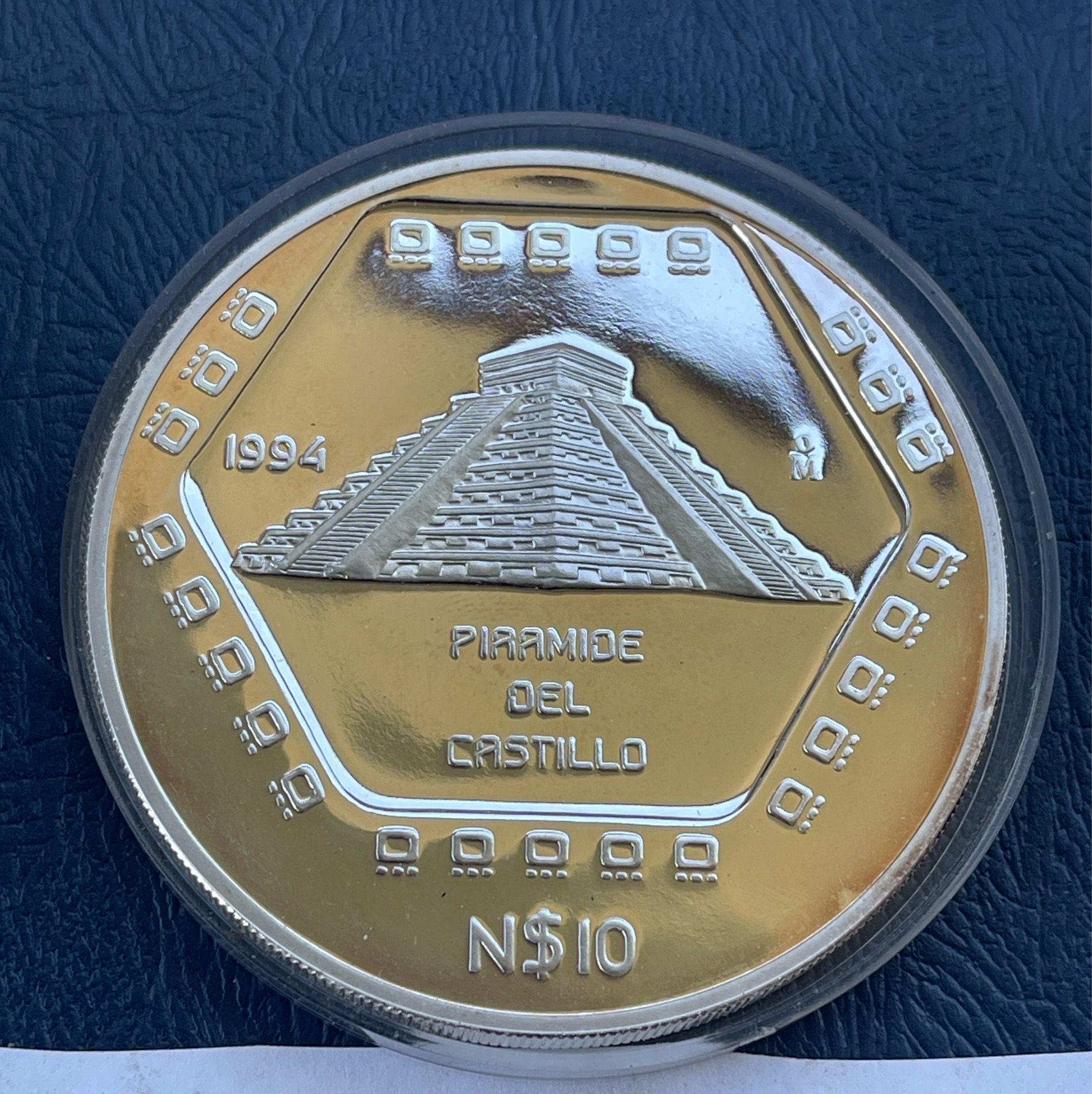 *1994 Mexico 5 oz Maya Collection Piramide Del Castillo 999 Silver Proof