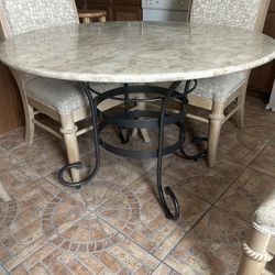Marble kitchen table with 4 chairs 