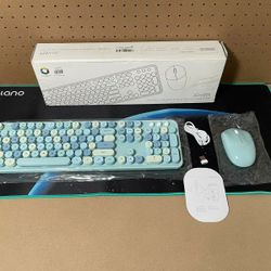 New MOFII Wireless Keyboard and Mouse Set, Retro Full Size Typewriter Keyboard W/ Number Pad and Sport Car Mouse for PC Computer Desktop Laptop Window
