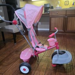 Pink Radio Flyer Trike w Push Handle & Canopy