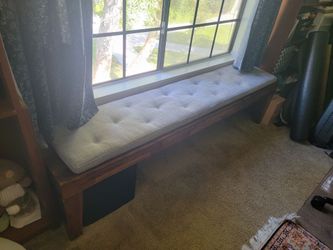 Wood bench with cushion