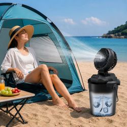 New In Box 30000mAh Portable Rechargeable Wireless Mist Fan Up To 8 Hours Working Time Clamps To Bucket 