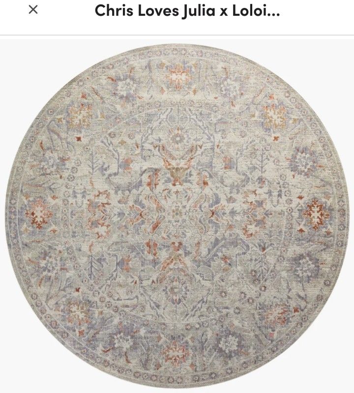 Brand New Luxury Chris Loves Julia x Loloi Distressed Oriental 7'9" Round Area Rug $999 BNIB NEVER USED
