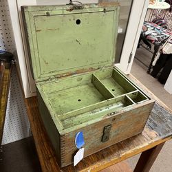 Antique Chippy Wooden Painting Storage Box Case