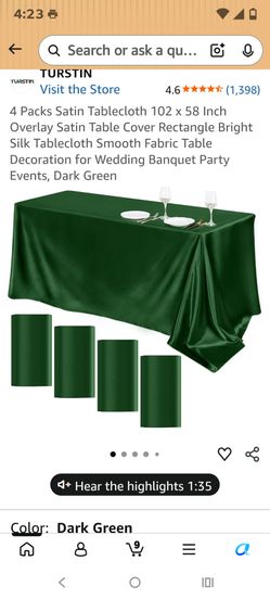 4 Plks Satin Tablecloth 102 x 58 Inch.
