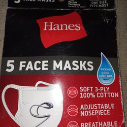 Hanes 5 Reusable 100%cotton Face Masks