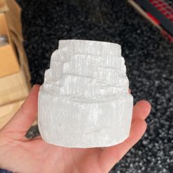Selenite candle holder