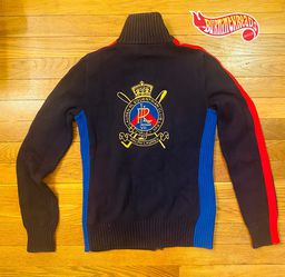 Lauren Active Ralph Lauren Full Zip Jacket Embroidered Crest Sweater Cardigan XS