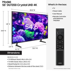 SAMSUNG 55-Inch DU7200 Series Crystal UHD 4K Smart TV |