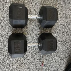 Rubber 90lbs Dumbbell Set