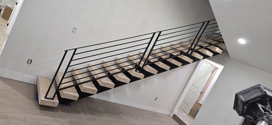 Stairs and railings.