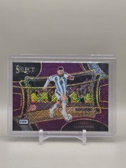 Lionel Messi 2023-24 Panini Select FIFA Field Level Purple Mojo