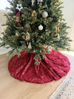 Christmas Tree Skirt Red And Gold Pattern