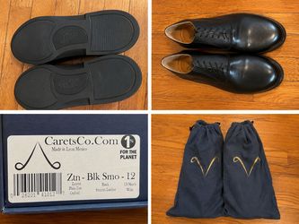 Carets Zeton Black Leather Plain-Toe Oxford Men’s US 12 Wide – New w/ Box