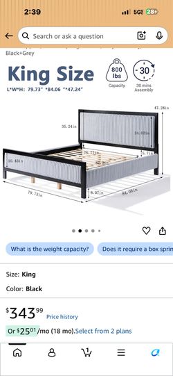 King size bed frame new in. Box mattress included