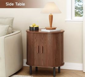 Oval Fluted Side Table/ Nightstand Set with Storage & Power - $120.00 The Colony, TX