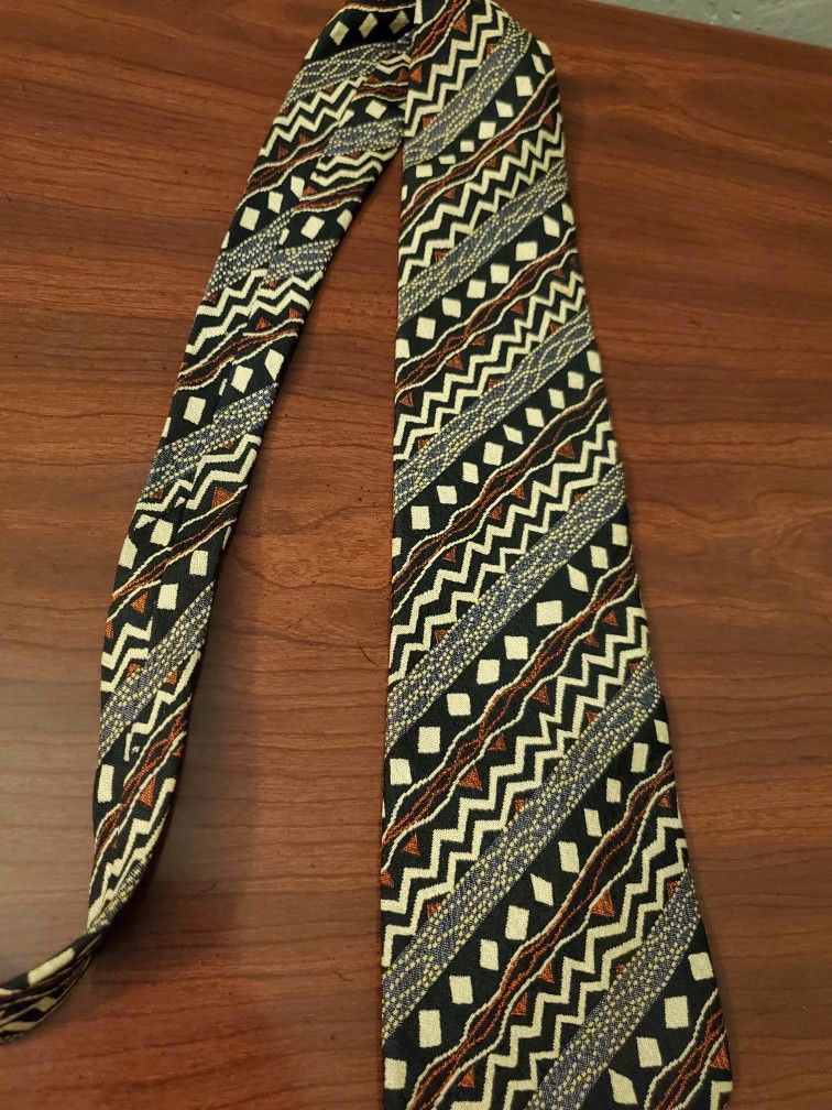 Zigzag Stripes Squares Theme Tie Necktie