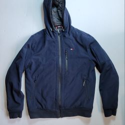 Tommy Hilfiger Insulated Navy Blue Full-Zip Hooded Jacket Size Medium