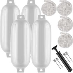 Boat Fender 8.5 x 27 Inches, Boat Fender Bumper Pack of 4 and Pump to Inflate