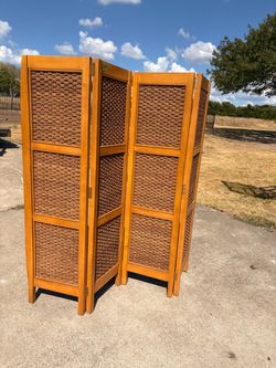 Solid Wood Woven Folding Room Divider / Privacy Screen
