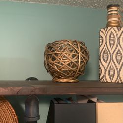 Wicker Ball with Candle Holder