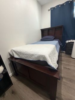 Twin Bed Frame with Storage Headboard