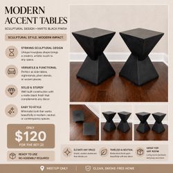 ✨ Set of 2 Modern Black Accent Tables | Sculptural Design ✨