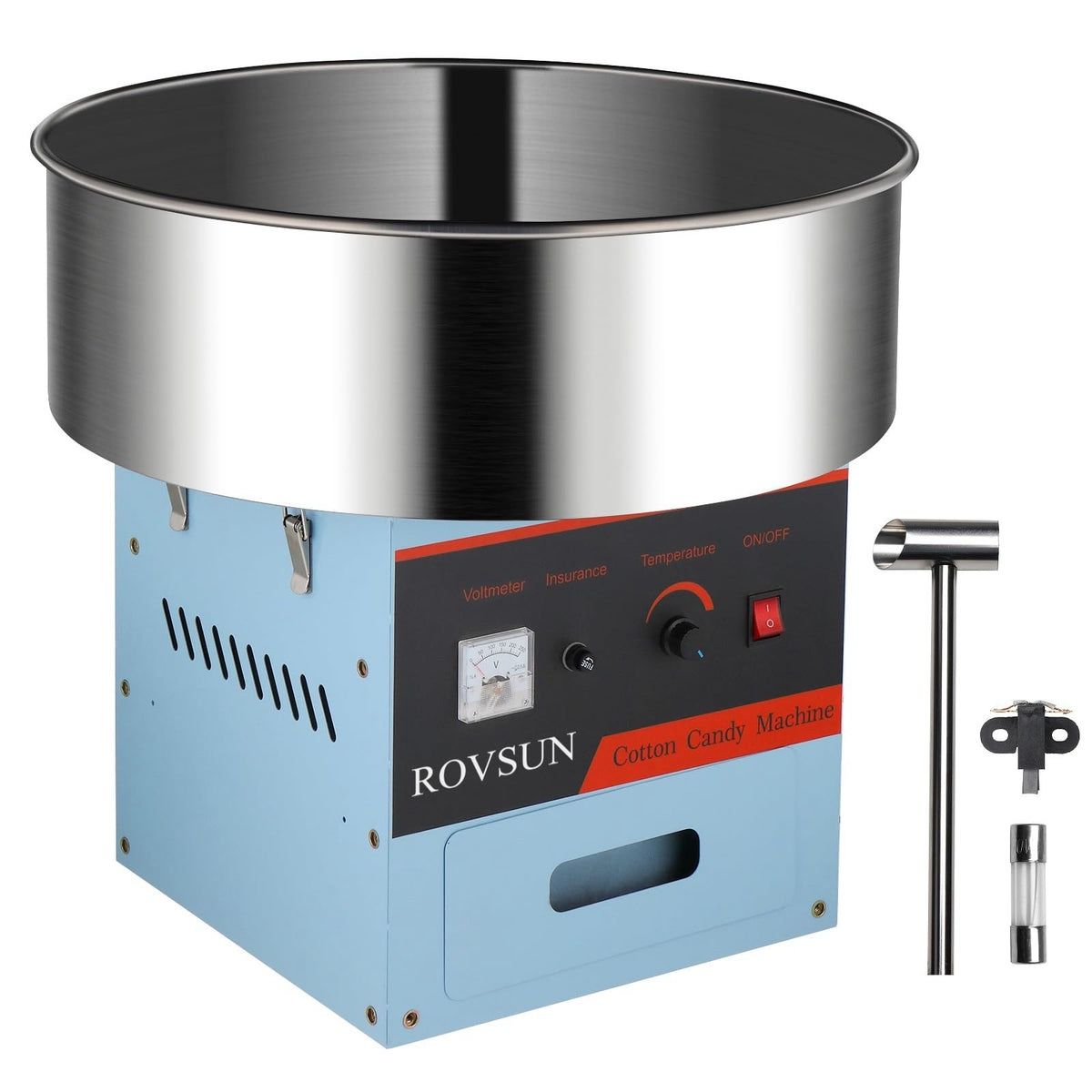 21-inch Cotton Candy Machine, Commercial Electric Cotton Floss Maker with Stainless Steel Bowl, Sugar Scoop and Large Storage Drawer