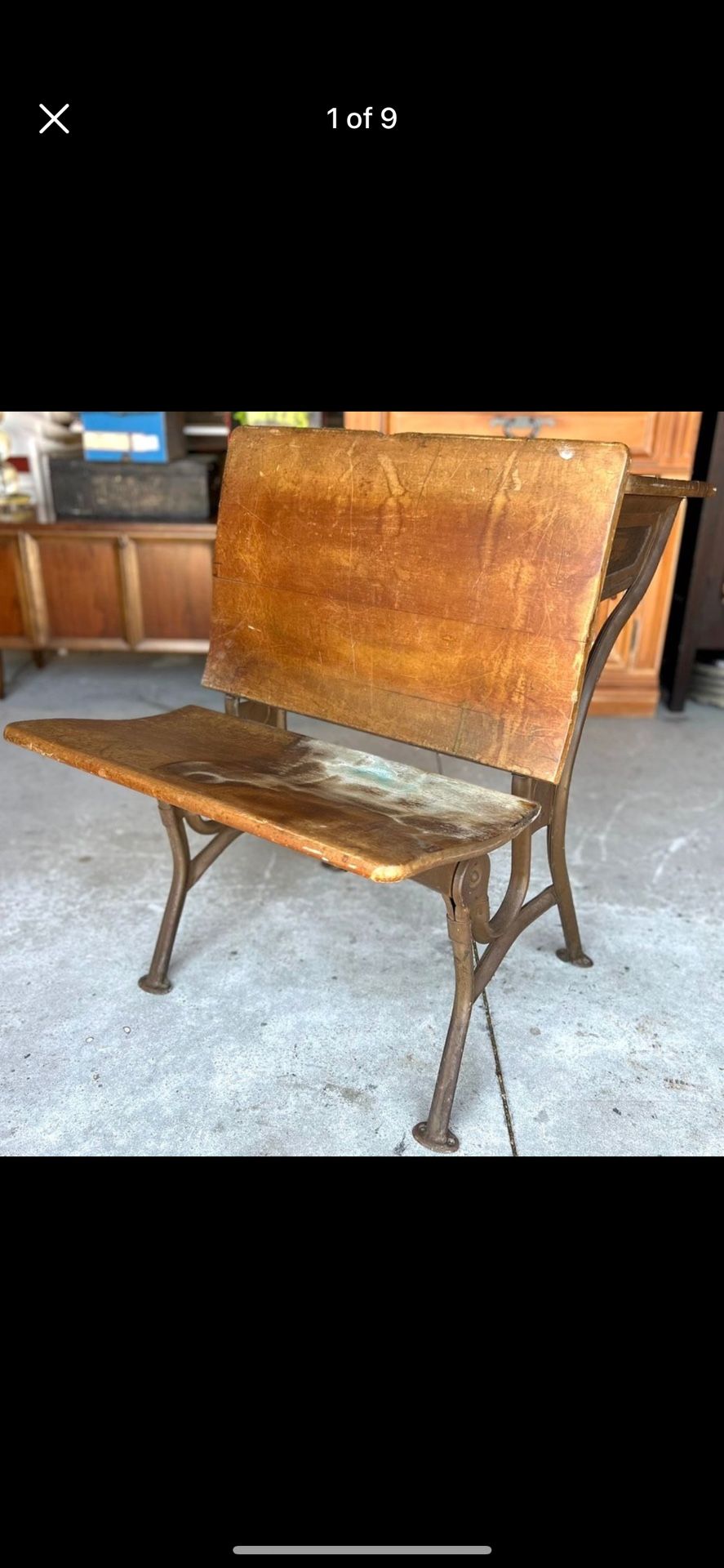 Circa 1920's School House Wood and Cast Iron Student Desk