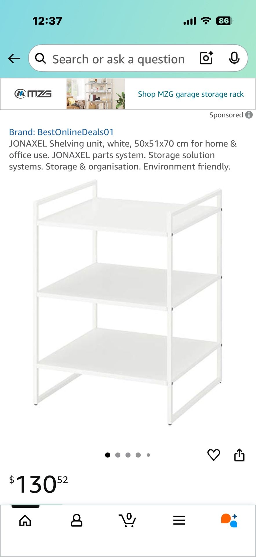 white metal square shelf