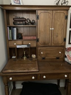 Antique Secretary Desk With Chair