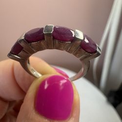 925 silver Natural Rubies ring , size 7,5
