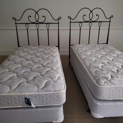 Black Wrought Iron Twin Headboard Set