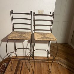 Wrought Iron Wicker Bar Chairs