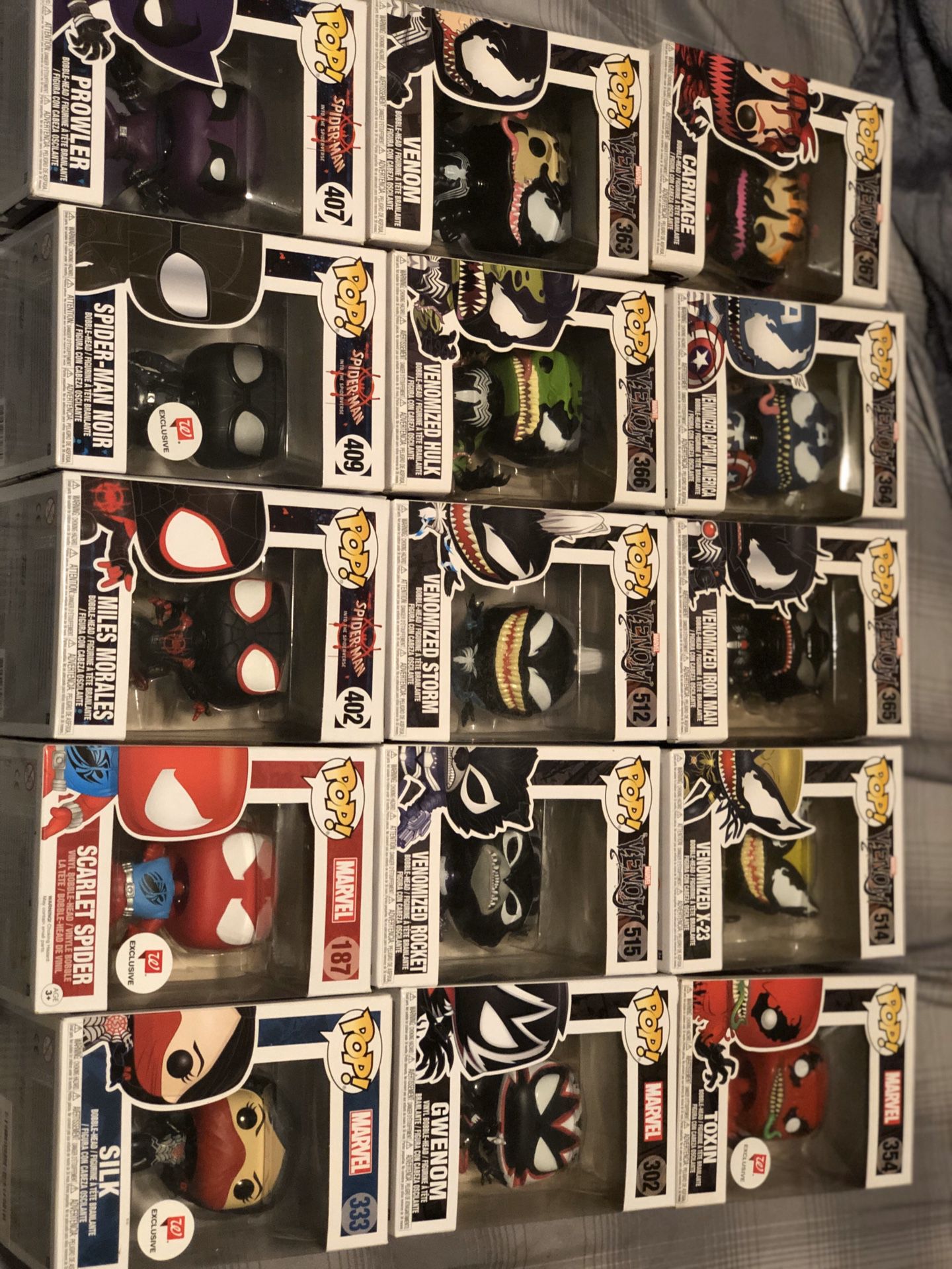 Funko pops Venom and Spider-Man collection