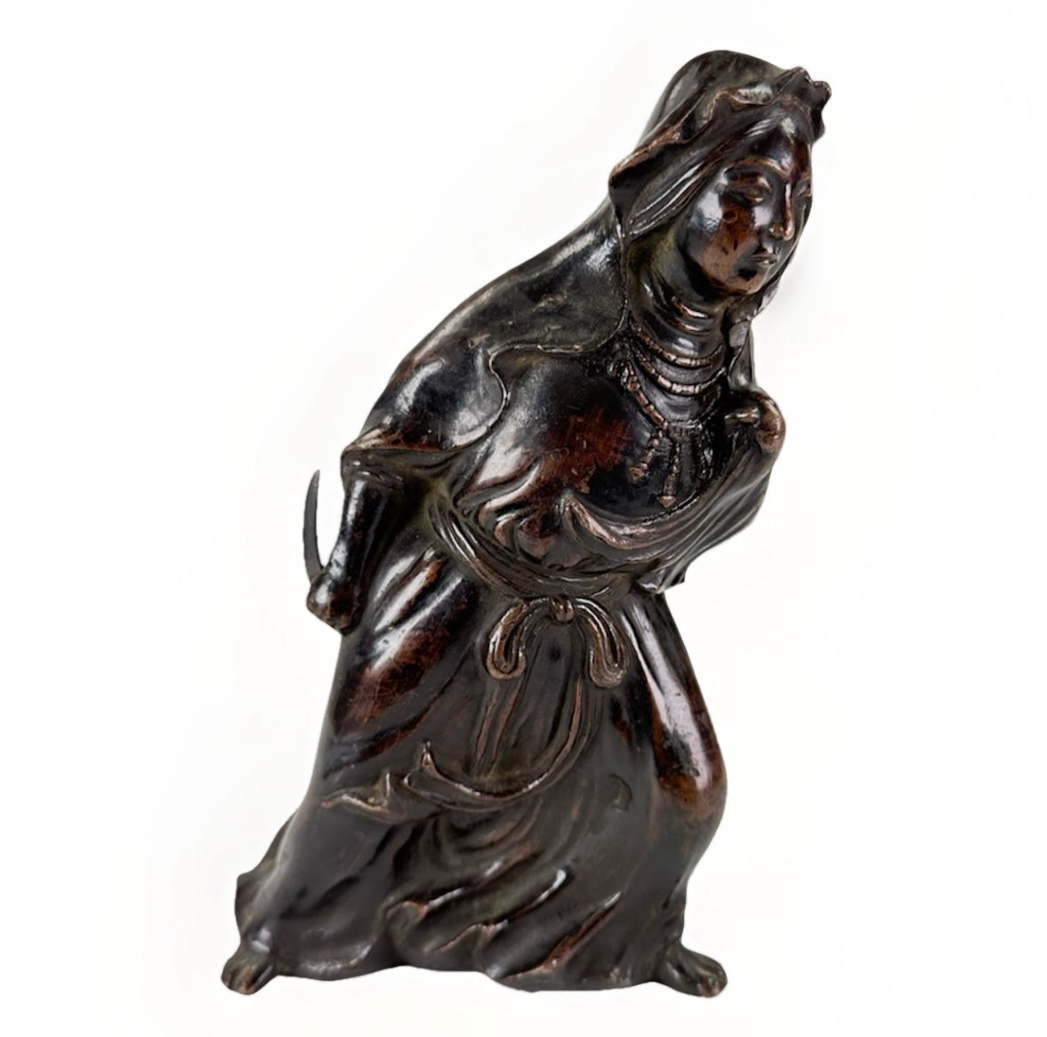 Chinese Qing Dynasty 18-19th Century Late 17-1800s Bronze Hooded Figure W Blade