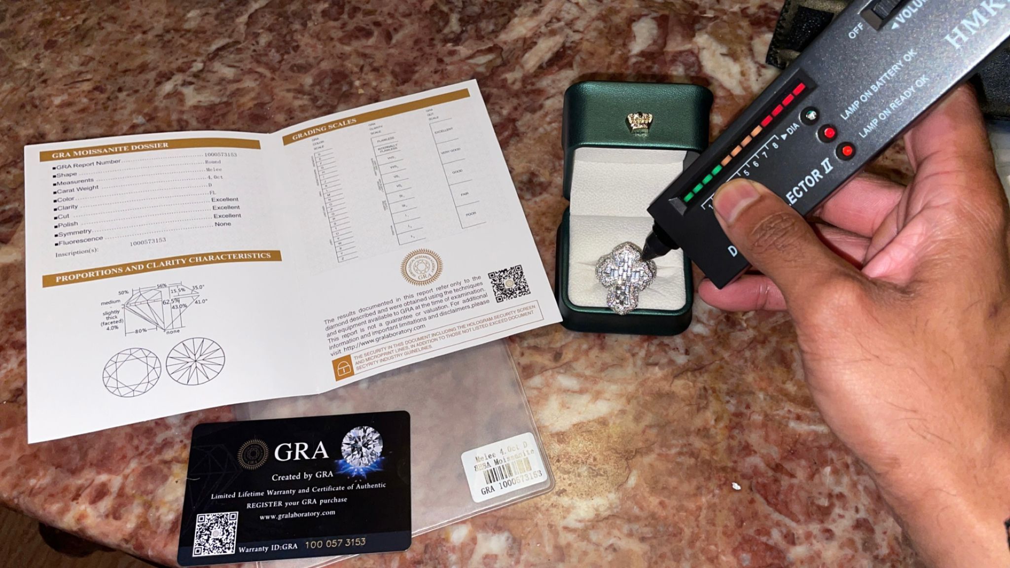 Moissiante Stones Vvs 4ct Silver Cross  Ring (PASSES DIAMOND TESTER) (ON SALE)
