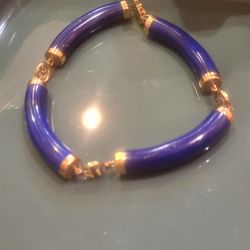 Beautiful 14K Gold Lapis Lazuli Chinese  Bracelet