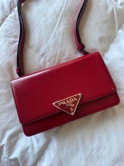 Prada Emblème Brushed-Leather Flap Bag